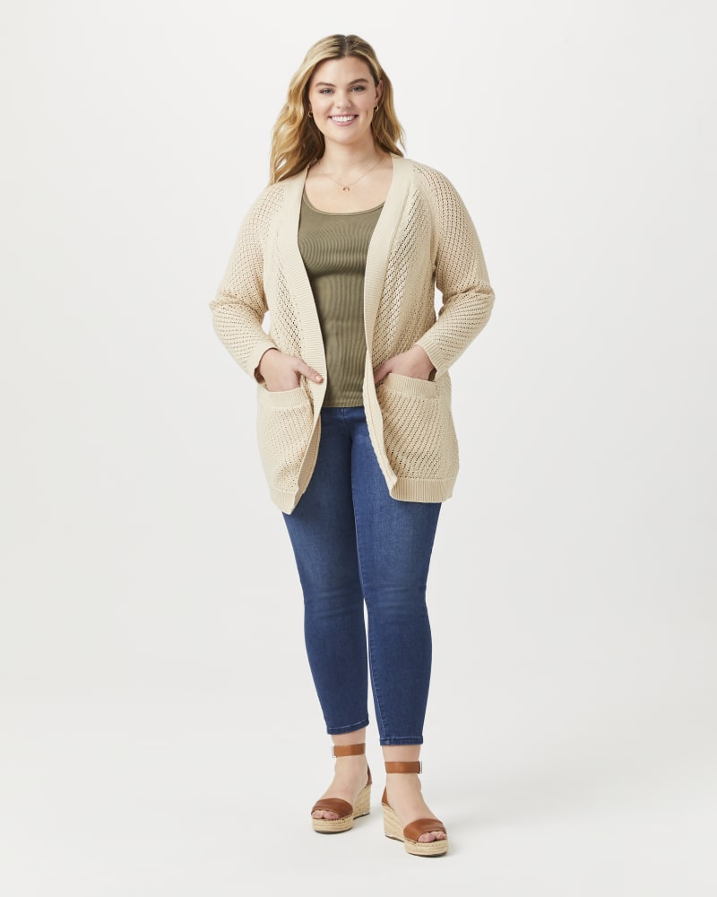 Plus size open knit cardigan 2025